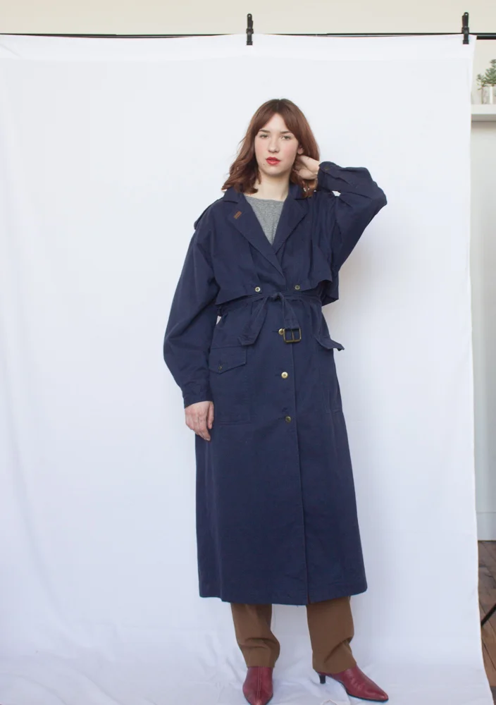 1980s Blue Cotton Trench Coat — Wayward Collection